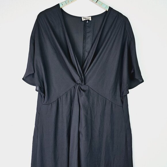 Show Me Your Mumu RARE ALL BLACK Get Twisted Front Knot Dress, NWOT, Sz 12 - Picture 3 of 7